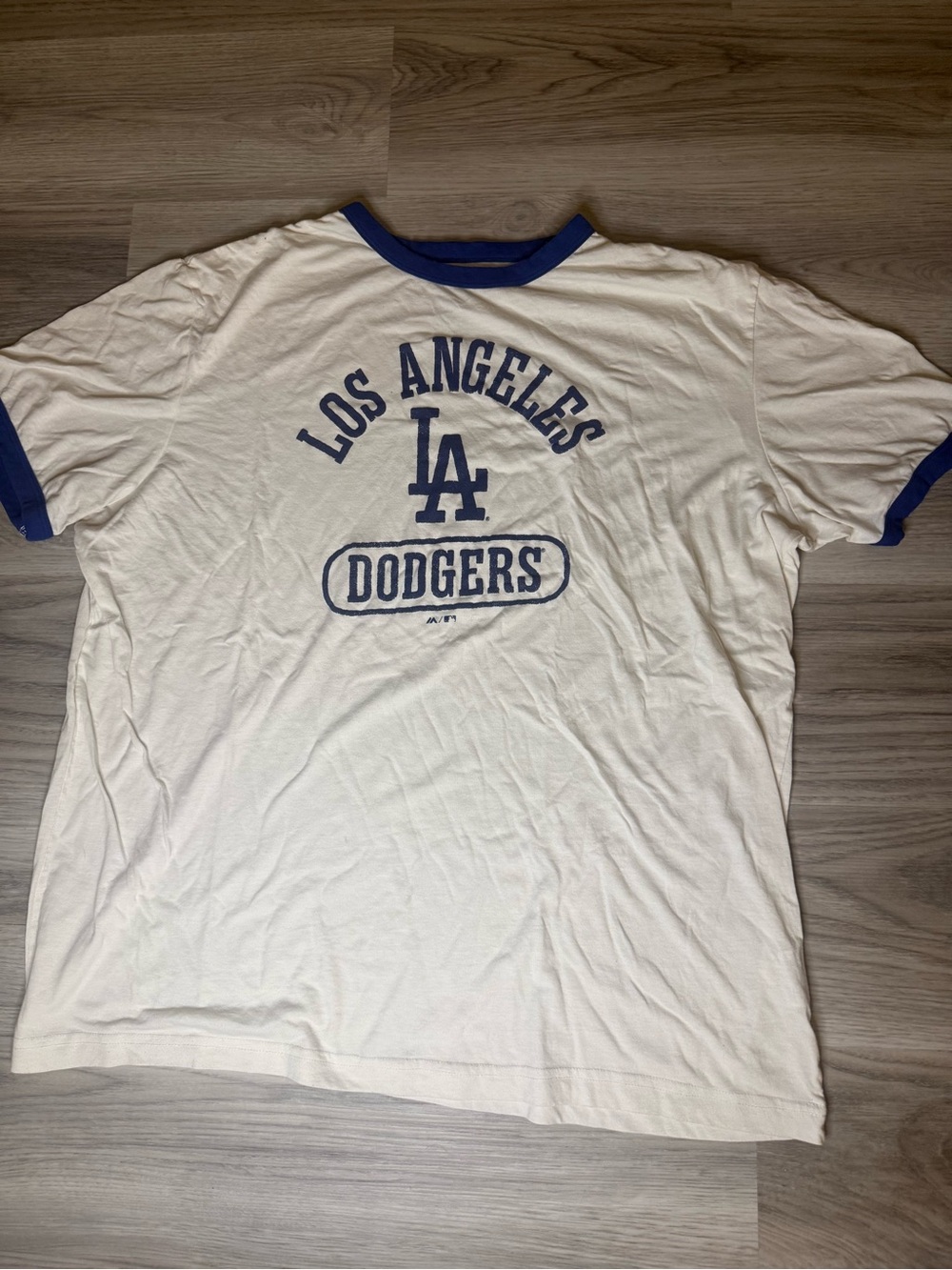 Majestic Los Angeles Dodgers White and Blue Ringer Tee
